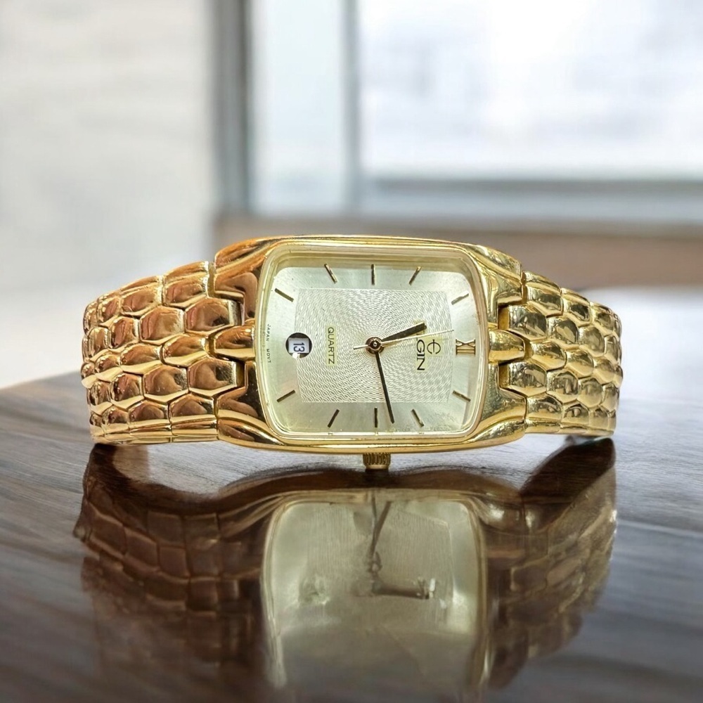 Vintage Elgin Gold-Tone Tank Style Watch, FMC002-040 - Picture 2 of 14